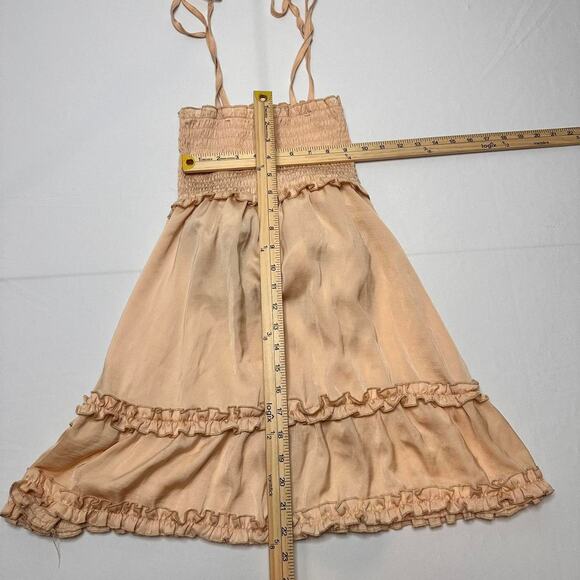 Sadie X Sage Size Small Vintage Adorable peach smocked mini dress - Picture 3 of 5
